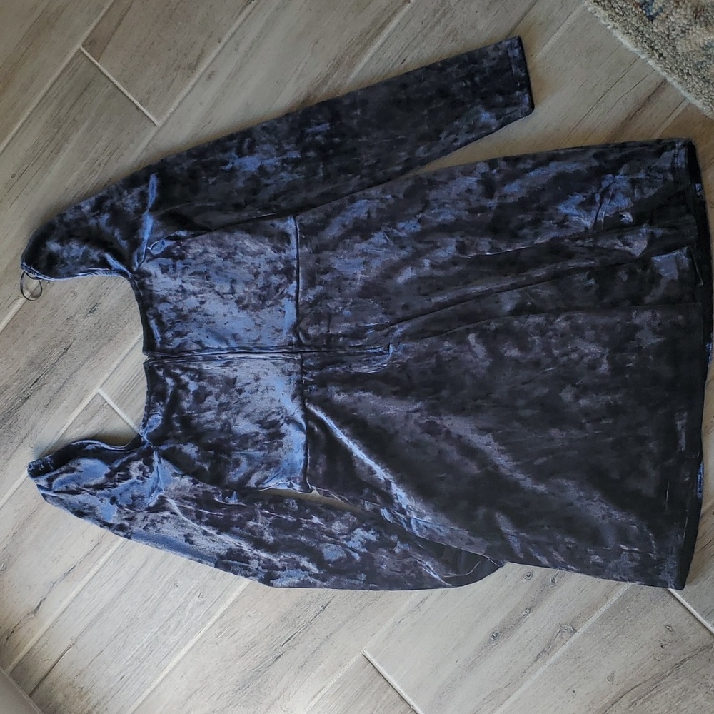 Miami Francescas Crushed Velvet Mini Dress Med Navy Blue Party Holiday Christmas - Picture 4 of 5